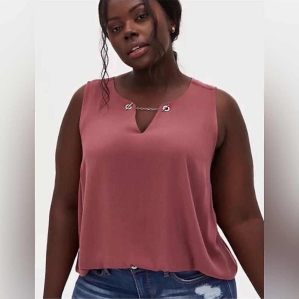 TORRID Walnut crepe chain front tank